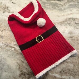 Red Santa-Themed Dog Sweater